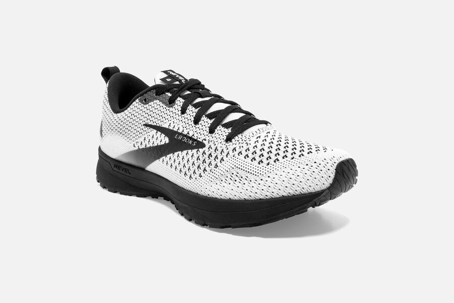 Brooks Revel 4 Road Running Shoes Womens - White/Black - ZPJEF-8321